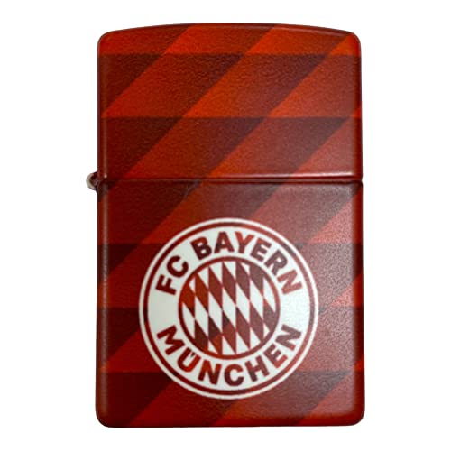 Original Zippo Feuerzeug FC Bayern München rot 540° matt Druck NEU Stadion Design - Sturmfeuerzeug Lighter FCB Fan von Zippo