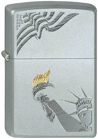 Original Zippo Feuerzeug Lady Liberty & Flag von Zippo