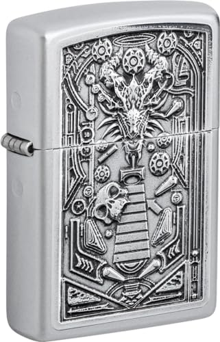 Zippo Sturmfeuerzeug - Pinball Machine, Satin Chrome, Emblem - Nachfüllbar - Wiederverwendbar - Windfestes Design - Geschenkbox - Made in USA von Zippo