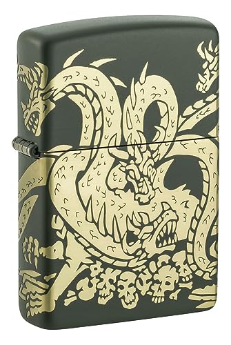 Original Zippo Feuerzeug mit Exklusivem Drachen-Design – Grün Matt von Zippo