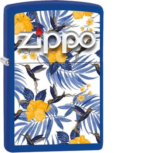 Original Zippo Tropical Birds Blumen Vögel Feuerzeug 60005311 blau Print Sturmfeuerzeug Lighter von Zippo