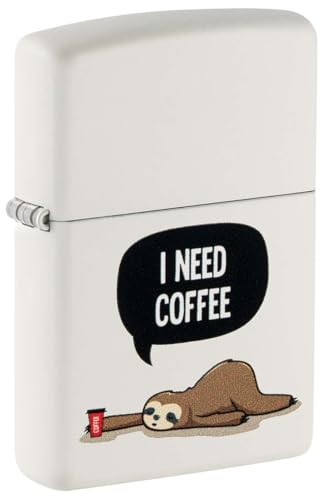 ZIPPO - 214 Coffee Sloth Design Color Image - nachfüllbares Sturmfeuerzeug in hochwertiger Geschenkbox von Zippo