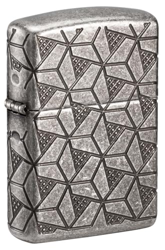 ZIPPO Armor Case Silver Plate Geometric Pattern 60006120 8seitig tiefengraviert Feuerzeug Benzin Lighter von Zippo