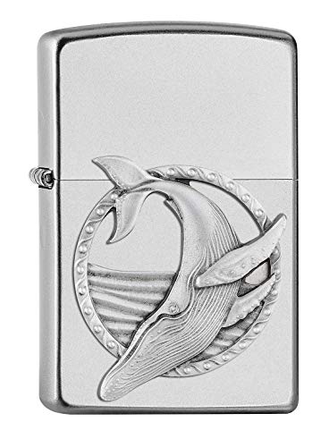 ZIPPO 2007127 – Sturmfeuerzeug, Blue Whale Emblem, EmblemAttached,SatinChrome,nachfüllbar,inhochwertigerGeschenkbox von Zippo