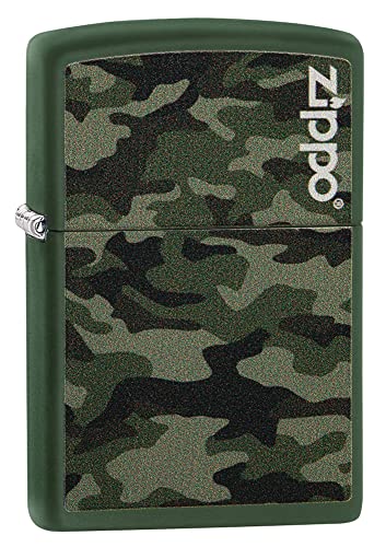 ZIPPO - Camo and Zippo Design – Basis Green Matte – Essence Feuerzeug Winddicht, nachfüllbar, in Einer Geschenkbox von hoher Qualität 60004363 Normal von Zippo