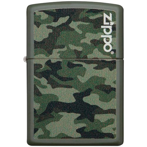 ZIPPO - Camo and Zippo Design – Basis Green Matte – Essence Feuerzeug Winddicht, nachfüllbar, in Einer Geschenkbox von hoher Qualität 60004363 Normal von Zippo