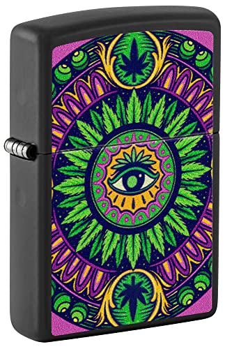 ZIPPO Cannabis Eye schwarz matt Color 60006550 Glow in The Dark Blue Original Feuerzeug von Zippo