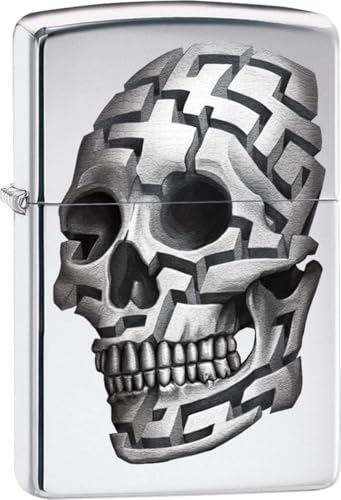ZIPPO Chrom poliert 3D Skull Sturmfeuerzeug Feuerzeug von Zippo