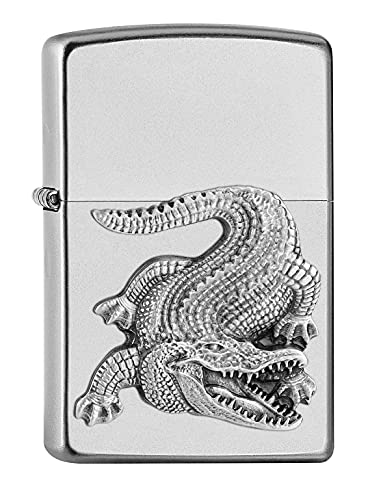Zippo - Croco,Mini Emblem - Satin Chrome - Sturmfeuerzeug, nachfüllbar, in hochwertiger Geschenkbox, 205-27383, Brushed Chrome, Einheitsgröße von Zippo