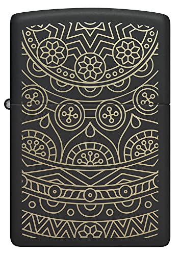 Zippo –– Geometrisches Motiv – Black Matte – Laser Engrave – Sturmfeuerzeug, nachfüllbar, in hochwertiger Geschenkbox, Einheitsgröße, 49452-095139 von Zippo