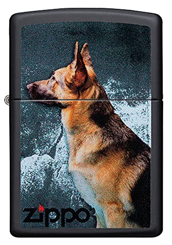 Zippo Sturmfeuerzeug - Modell Deutscher Schäferhund - Black Matte Finish, Color Image - Nachfüllbar - Wiederverwendbar - Windfestes Design - Geschenkbox - Made in USA von Zippo