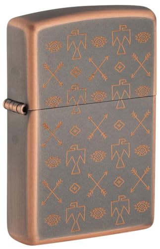 ZIPPO – Indian Pattern Design – Rustic Bronze Laser Engrave – Sturmfeuerzeug, nachfüllbar, in hochwertiger Geschenkbox von Zippo