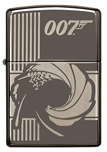 ZIPPO – Sturmfeuerzeug, James Bond™ 007 Bullet Hole, 360° Laser Engraved, Black Ice, nachfüllbar, in hochwertiger Geschenkbox von Zippo