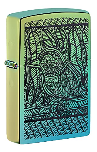 Zippo - John Smith Gumbula Design, Color Image - High Polish Teal - Sturmfeuerzeug, nachfüllbar, in hochwertiger Geschenkbox 49611 Bird Hochglanzpolitur, Blaugrün Einheitsgröße von Zippo