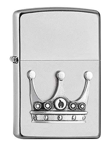Zippo - Krone, Emblem -Satin Chrome - Sturmfeuerzeug, nachfüllbar, in hochwertiger Geschenkbox, 205-27374, Brushed Chrome, Einheitsgröße von Zippo