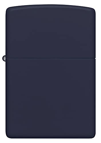 ZIPPO - Navy Blue Matte - nachfüllbares Sturmfeuerzeug in hochwertiger Geschenkbox (dunkelblau, Flammenmotiv graviert) von Zippo