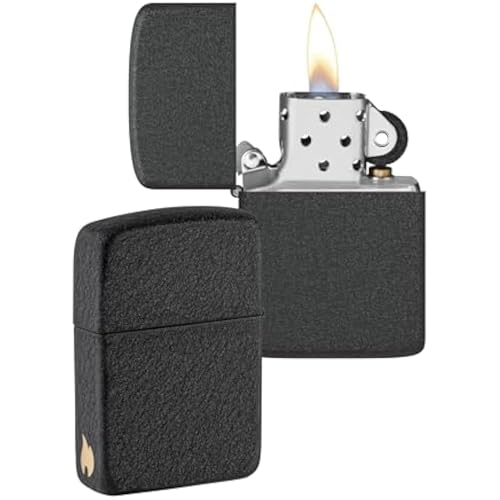 Zippo Sturmfeuerzeug - Replica 1941 Black Crackle mit seitlicher Flammmengravur - Nachfüllbar - Wiederverwendbar - Windfestes Design - Geschenkbox - Made in USA - Amazon Exclusive von Zippo
