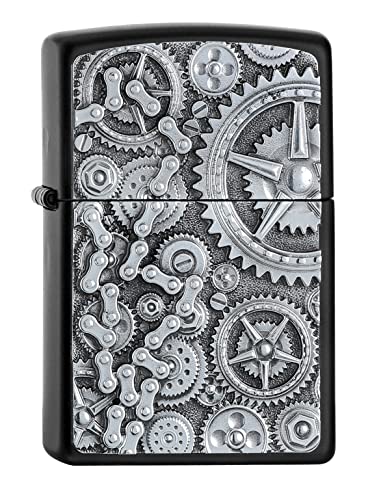 ZIPPO –– Steampunk Box-Motiv – Black Matte – Emblem Attached – Sturmfeuerzeug, nachfüllbar, in hochwertiger Geschenkbox von Zippo