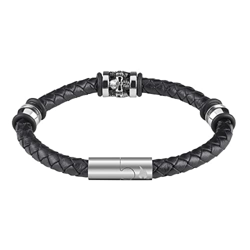 Zippo – Three Charms Lederarmband - Lederarmband, mit Edelstahlelementen, Totenkopfdesign, in hochwertiger Geschenkbox Zippo – Three Charms Lederarmband - Lederarmband, mit Edelstahlelementen, Totenkopfdesign, in hochwertiger Geschenkbox von Zippo