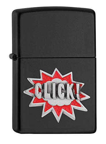 ZIPPO – Sturmfeuerzeug, Click, Emblem Attached, Black Matte, nachfüllbar, in hochwertiger Geschenkbox von Zippo