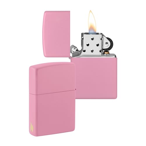 ZIPPO - Pink Matte - nachfüllbares Sturmfeuerzeug in hochwertiger Geschenkbox (Flammenmotiv graviert) von Zippo