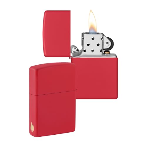 Zippo Sturmfeuerzeug - Modell Flame - Red Matte Finish mit Lasergravur - Nachfüllbar - Wiederverwendbar - Windfestes Design - Geschenkbox - Made in USA Zippo Sturmfeuerzeug - Modell Flame - Red Matte Finish mit Lasergravur - Nachfüllbar - Wiederverwendbar - Windfestes Design - Geschenkbox - Made in USA von Zippo