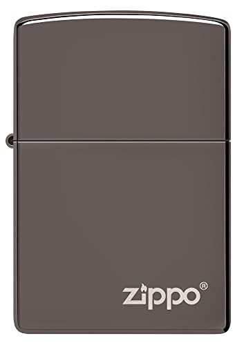 ZIPPO - Black Ice mit Logo - nachfüllbares Sturmfeuerzeug in hochwertiger Geschenkbox (schwarz, Flammenmotiv graviert) von Zippo
