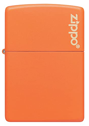 ZIPPO –– Zippo Logo und Flammenmotiv – Orange Matte – Laser Engrave – Sturmfeuerzeug, nachfüllbar, in hochwertiger Geschenkbox, Einheitsgröße, 211-095126 von Zippo
