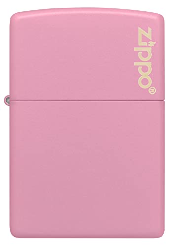 ZIPPO - Pink Matte mit Logo - nachfüllbares Sturmfeuerzeug in hochwertiger Geschenkbox (Flammenmotiv graviert) von Zippo
