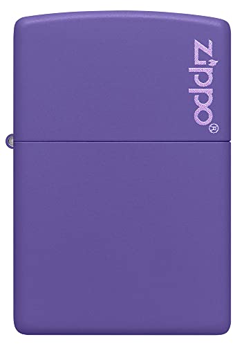ZIPPO - Purple Matte mit Logo - nachfüllbares Sturmfeuerzeug in hochwertiger Geschenkbox (lila, Flammenmotiv graviert) von Zippo