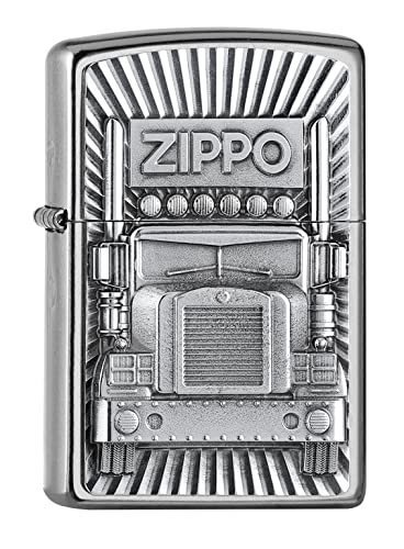 ZIPPO –– Zippo Trucker-Motiv – Street Chrome™ – Emblem Attached –Sturmfeuerzeug, nachfüllbar, in hochwertiger Geschenkbox von Zippo