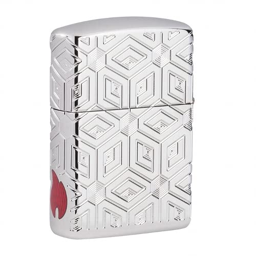 Zippo, Design-Feuerzeug „Boxes All Over“ aus robustem Metall, echtes winddichtes Feuerzeug, ideal für den Außenbereich, nachfüllbar, Boxes All Over Design von Zippo