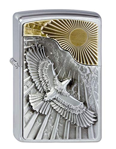 Zippo Feuerzeug 2003192 Eagle Sun-Fly Emblem Benzinfeuerzeug, Messing von Zippo