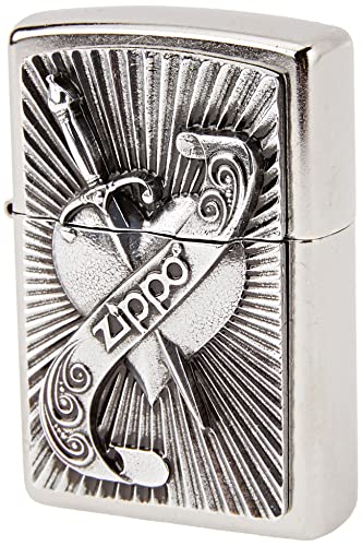 Zippo 2003969 207 Heart with Sword Emblem, Silber, One Size von Zippo