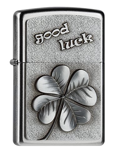 Zippo 2004509 Good Luck Clover Feuerzeug, Messing, Edelstahloptik, 1 x 3,5 x 5,5 cm von Zippo