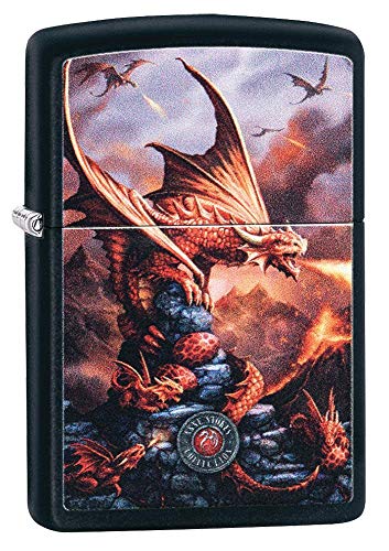 Zippo 49097 – Anne Stokes ©2021 - Black Matte – Sturmfeuerzeug, nachfüllbar, in hochwertiger Geschenkbox von Zippo