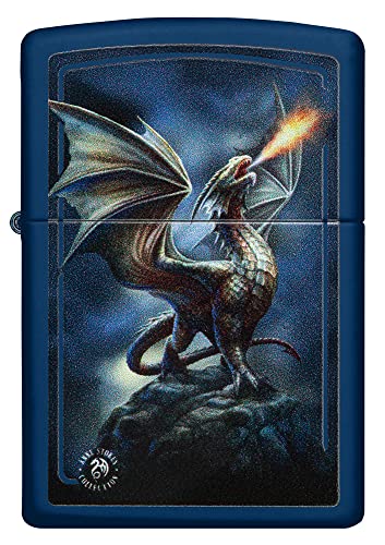 Zippo Sturmfeuerzeug - Dragon Design by Anne Stokes - Navy Matte Finish - Nachfüllbar - Wiederverwendbar - Windfestes Design - Geschenkbox - Made in USA von Zippo