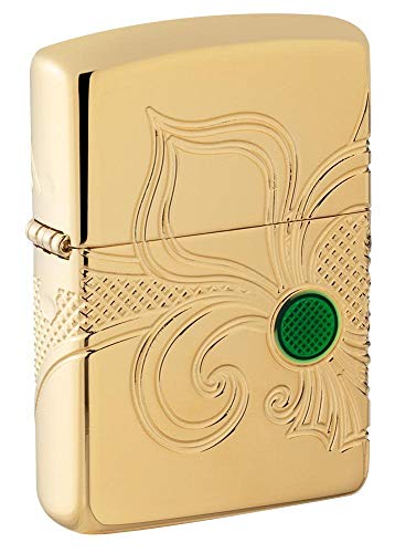 Zippo 49108 - Fleur De-Lis Design - Multicut, Armor High Polish Brass - Sturmfeuerzeug, nachfüllbar, in hochwertiger Geschenkbox von Zippo