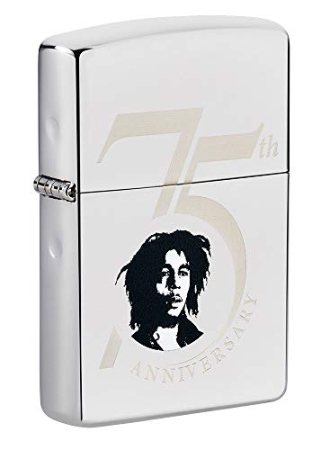 Zippo 49239 Unisex Bob Marley 75th Anniversary High Polish Pocket Lighter Feuerzeug, Hochglanz-Chrom zum 75 Jahrestag, Einheitsgröße von Zippo