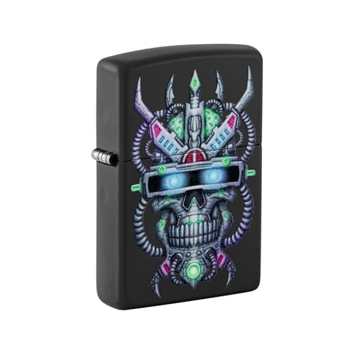 Zippo Cyber Skull Design Mattschwarz Pocket Lighter von Zippo