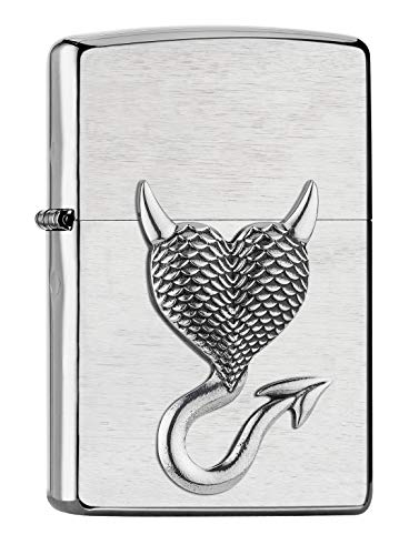 ZIPPO 2007136 – Sturmfeuerzeug, Devil Heart, Mini EmblemAttached,ChromeBrushed,nachfüllbar,inhochwertigerGeschenkbox von Zippo