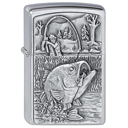 Zippo Feuerzeug 2000407 Bass Fishing Emblem Benzinfeuerzeug, Messing von Zippo