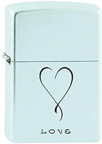 Zippo Feuerzeug 60001335 Love Benzinfeuerzeug, Messing, Satin Chrome, 1 x 3,5 x 5,5 cm, 23 von Zippo