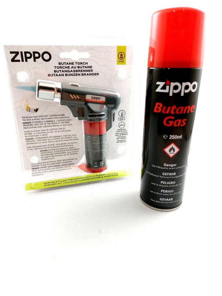 Zippo Feuerzeug Butane Torch Jet Brenner Feuerzeug Flamme inkl. 250ml Gas, für Kerzen, Kamin, Grill uvm von Zippo