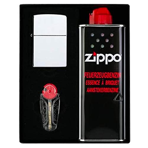 Zippo Feuerzeug Chrom poliert Geschenkset von Zippo