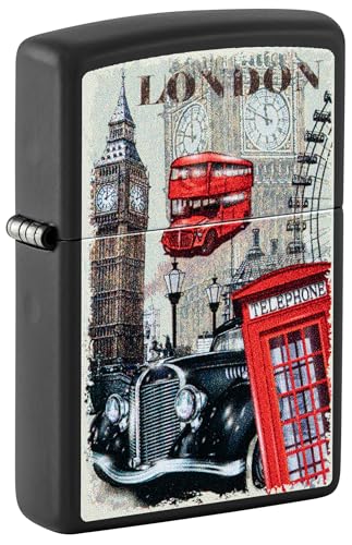 Zippo Sturmfeuerzeug - London, Black Matte, Color Image - Nachfüllbar - Wiederverwendbar - Windfestes Design - Geschenkbox - Made in USA von Zippo