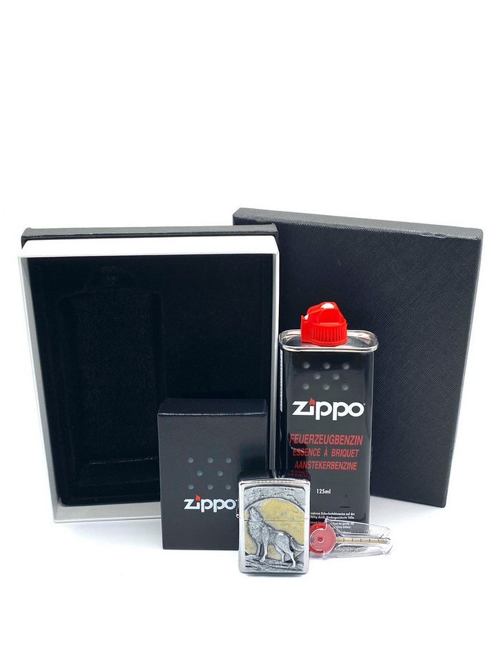Zippo Feuerzeug Wolf at Moonlight Emblem Sturmfeuerzeug von Zippo