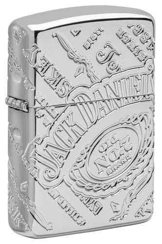 Zippo Feuerzeug in Lizenz Jack Daniels - Lebenslange Zippo Garantie, Berühmter Zippo klick, 8-seitig tiefengraviert, Motiv Armor Case poliert Jack Daniels 60006157 von Zippo