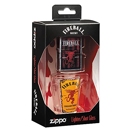 Zippo Feuerzeug & Fireball Schnapsglas Geschenkset von Zippo