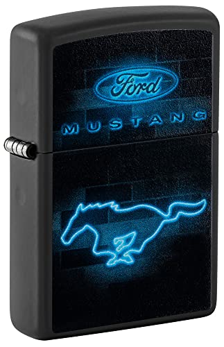 Zippo Ford Mustang Neon Logo schwarz matt Taschenfeuerzeug von Zippo
